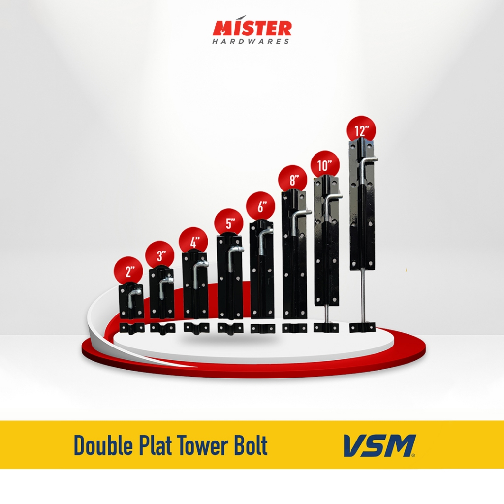 VSM Grendel HD Double Plat - Kunci Slot Pintu Jendela Laci Besi