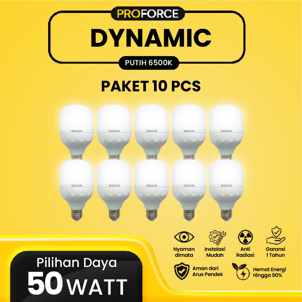 Lampu Bohlam LED Proforce Dynamic 50 Watt 5000 Lumen Paket 10 Pcs