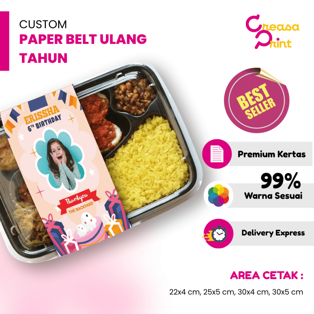 Paper Belt Custom Souvenir Ultah| Paper Sleeve Kemasan | Label Segel Box Packaging Sleeve