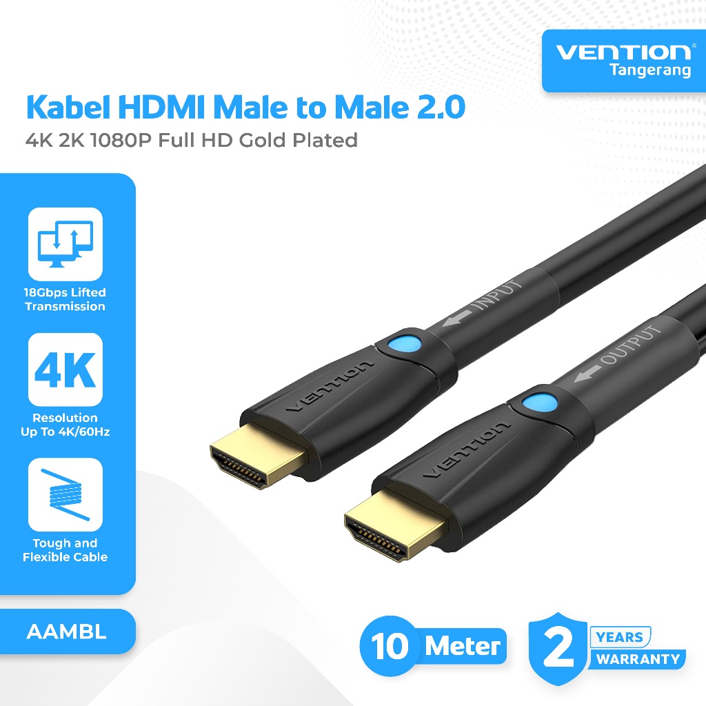 Vention Kabel HDMI Male to Male 2.0 UHD 4K Gold Plated For Structure Cabling Engineering 10 Meter 10