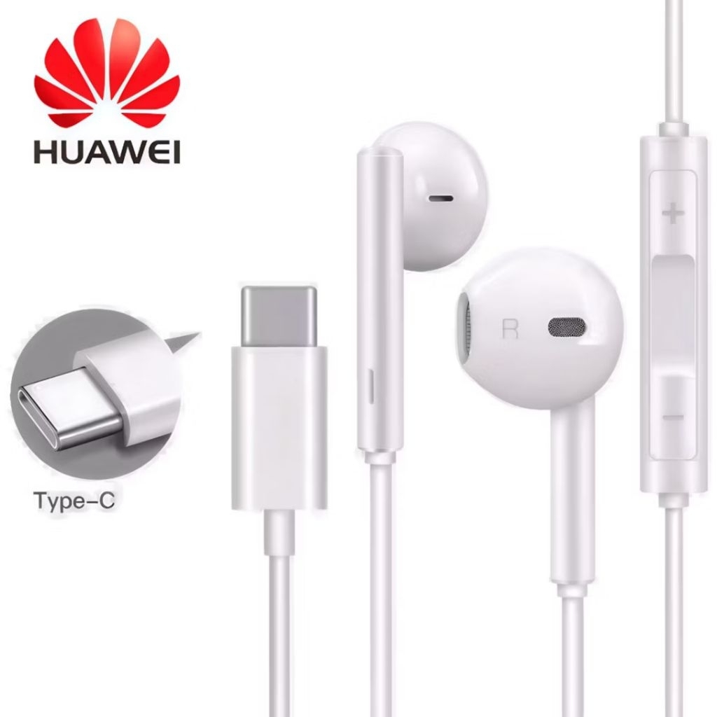 Earphone Huawei Type C Original Headset Kabel Full Bass Nova 5T P30 P50 Pro