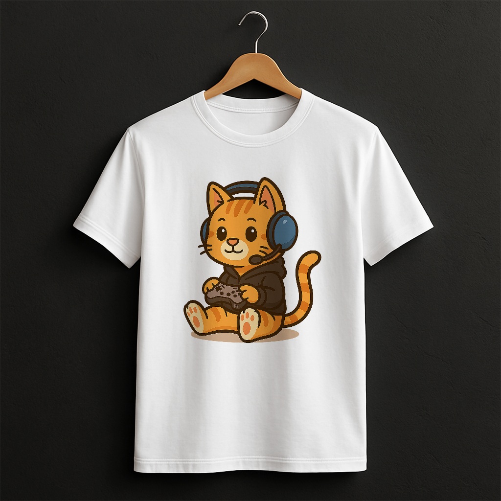 Kaos DTF Putih – Oren Gaming • Desain Original (Anak & Dewasa)