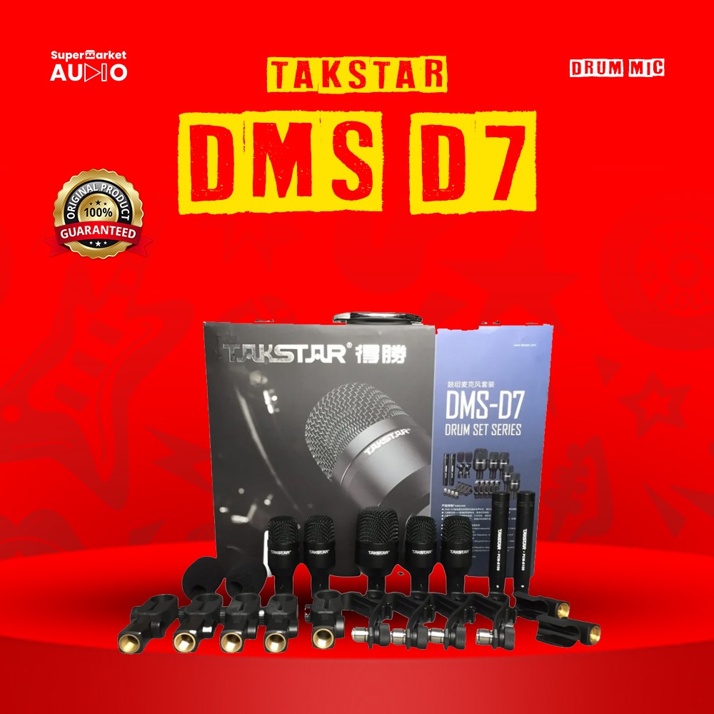 Takstar DMS D7 Mic Drum Lengkap Microphone Akustik Drum Suara Nendang untuk Rekaman & Live Performan