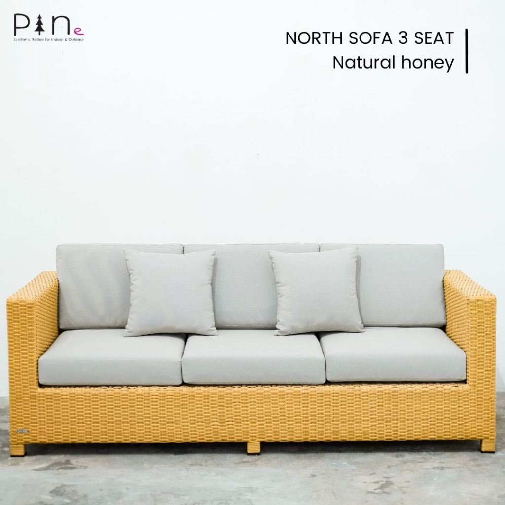 Sofa Tamu 3 Seater Rotan Sintetis / Sofa Taman Outdoor - North Sofa 3 Seat