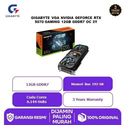 GIGABYTE VGA NVIDIA GEFORCE RTX 5070 GAMING 12GB GDDR7 OC 3Y
