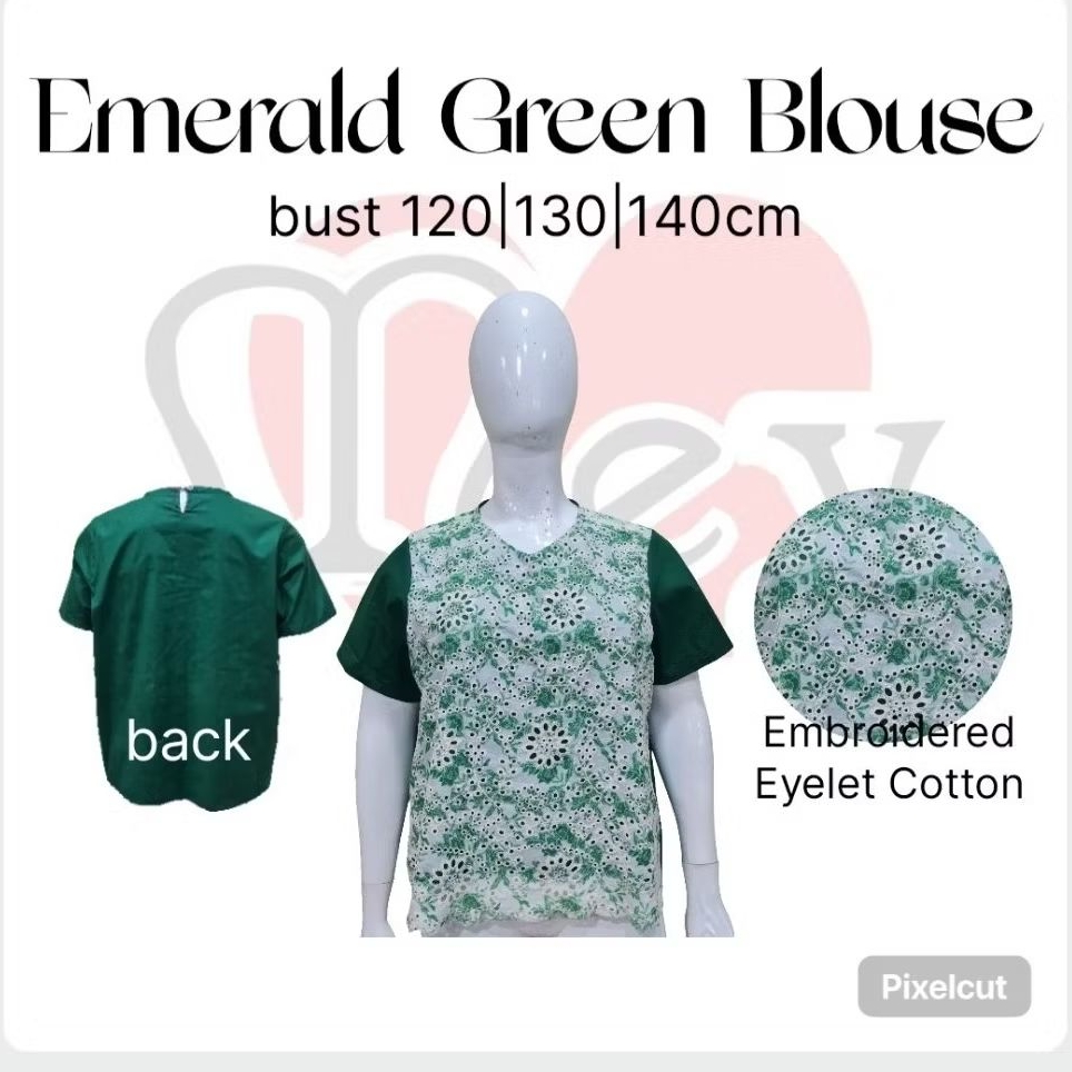 Blus atasan katun bordir hijau bigsize jumbo