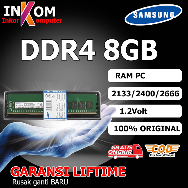 RAM Memory PC DDR4 8GB 1RX8 PC4 2133/2400/2666/3200 Mhz