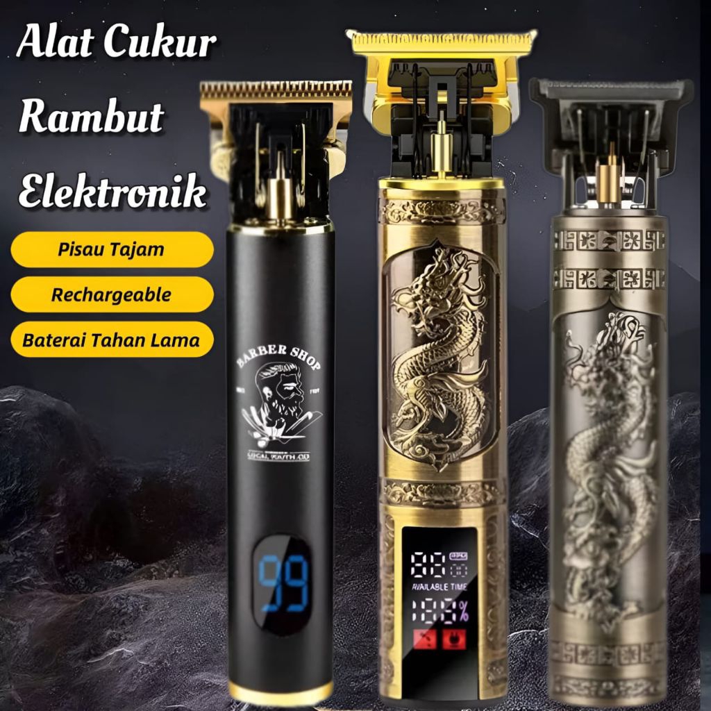 Mesin Alat Cukur Cas Elektrik Gunting Pencukur Bulu Rambut Kepala Kumis Jenggot Vintage T9 Motif Nag