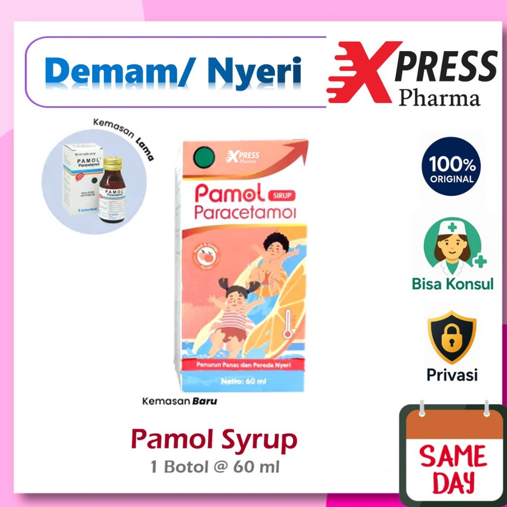 XPRESS  Pamol Sirup - Paracetamol Pereda Demam Sakit Kepala Nyeri Anak