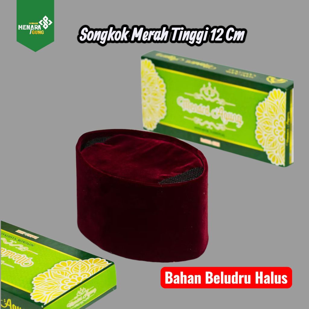 Peci Merah Betawi Tinggi 12 Songkok Merah Maroon Ungu Tinggi 12 cm Bahan Beludru Halus