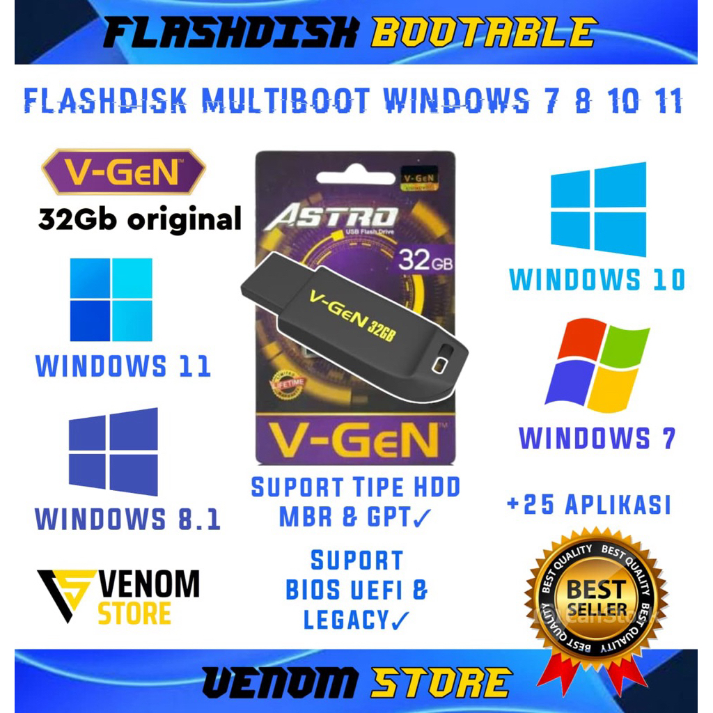 Flashdisk installer/bootable windows 7 8 10 11 + app