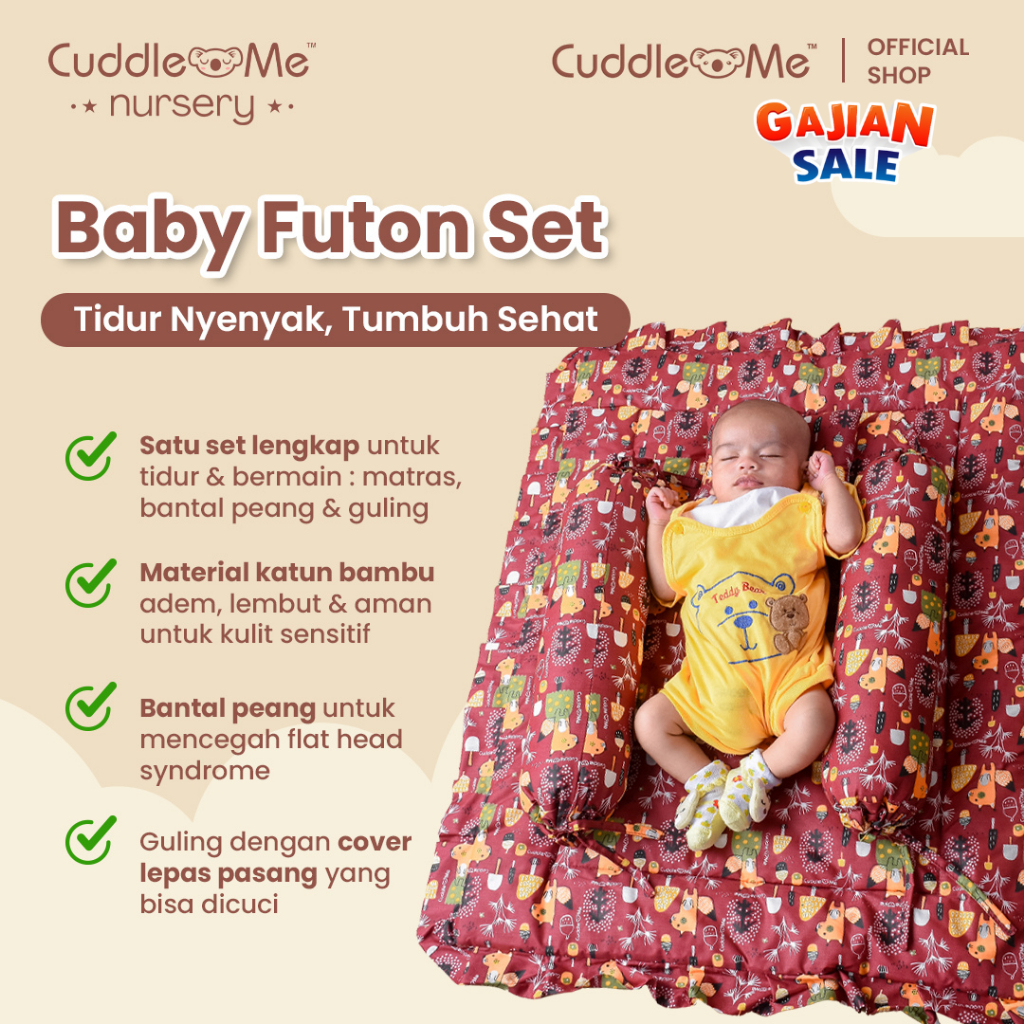 [NEW LAUNCH] Kasur Matras Bayi Cuddleme Futon Set Bantal Peang Guling Kain Empuk Halus