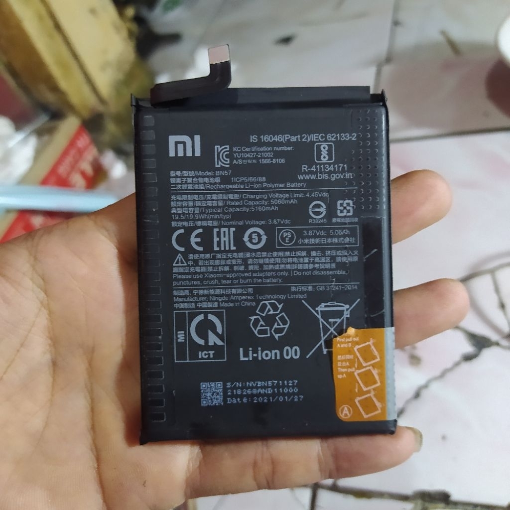 battery BN57 poco x3 pro original copotan masih bening joss
