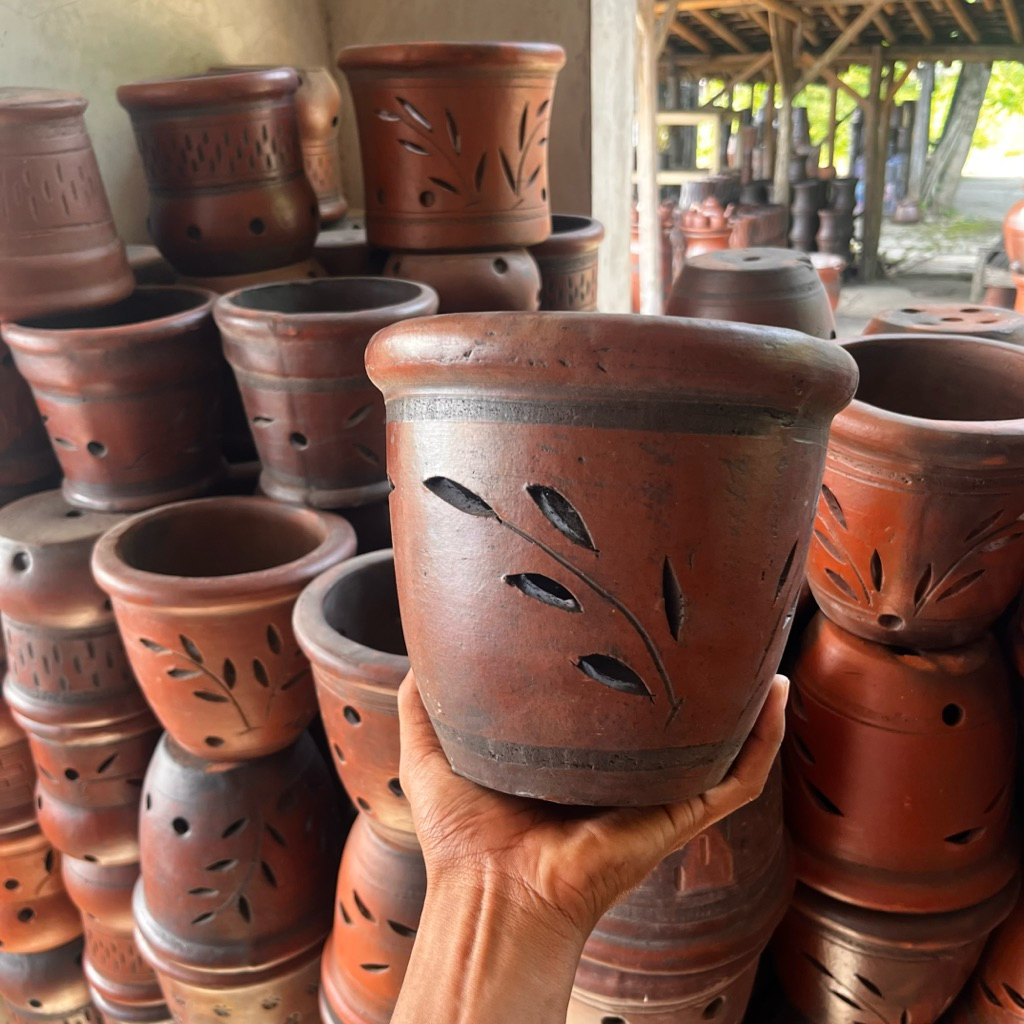 Pot Bunga Vas Bunga Tanaman Anggrek Gerabah Tanah Liat Murah Asli Bayat