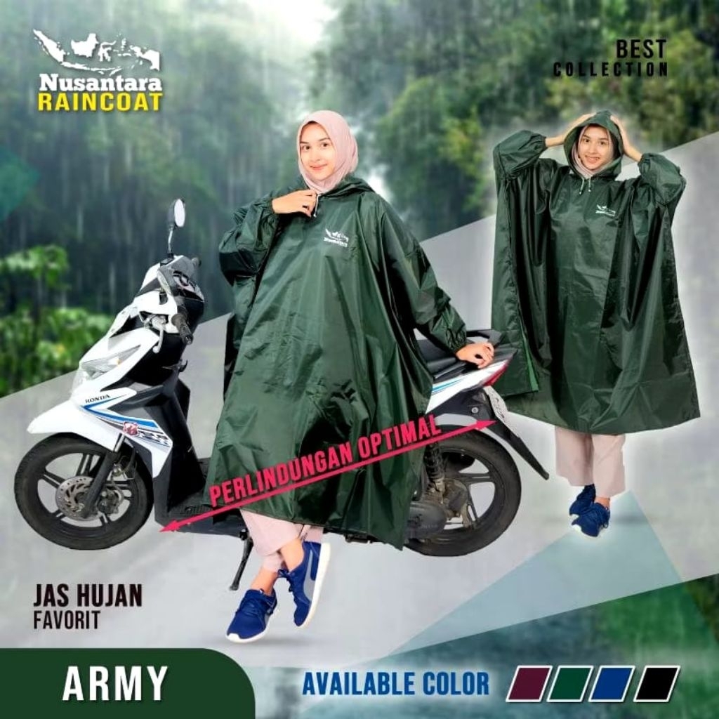 Jas hujan Ponco kelelawar bahan PVC premium by Nusantara raincoat