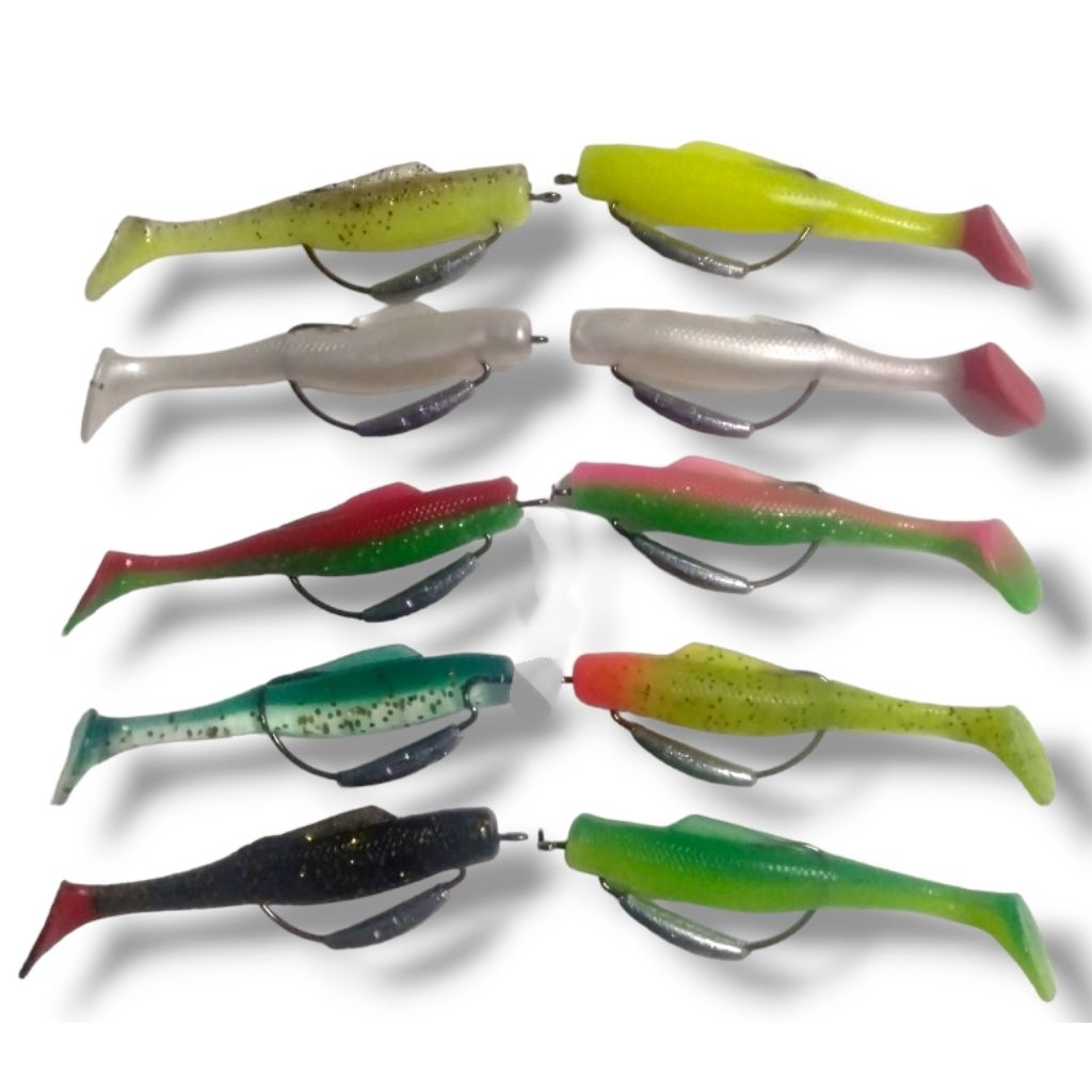 SOFT LURE 8CM SATU SET HOOK 2/0 BERAT 10 GRAM | UMPAN CASTING IKAN GABUS DAN TOMAN