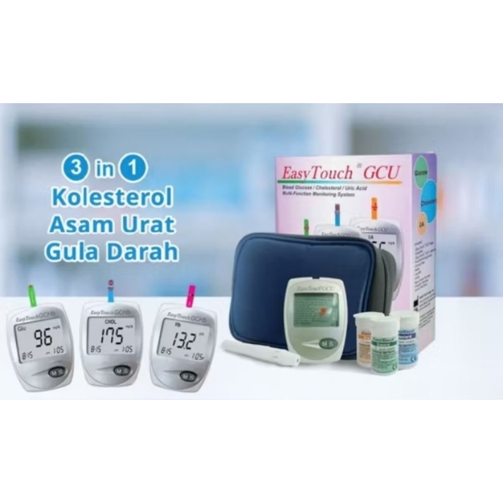 Easy Touch GCU 3in1 Alat Cek Gula Darah, Asam Urat Dan Kolesterol / Alat Tes Diabetes Original