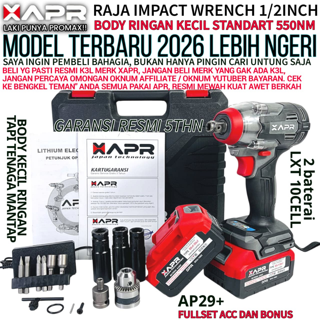 BOR IMPACT CORDLESS APR IMPACT AP29+ BUKA BAUT BRUSHLESS 48V-S DK 2048-1
