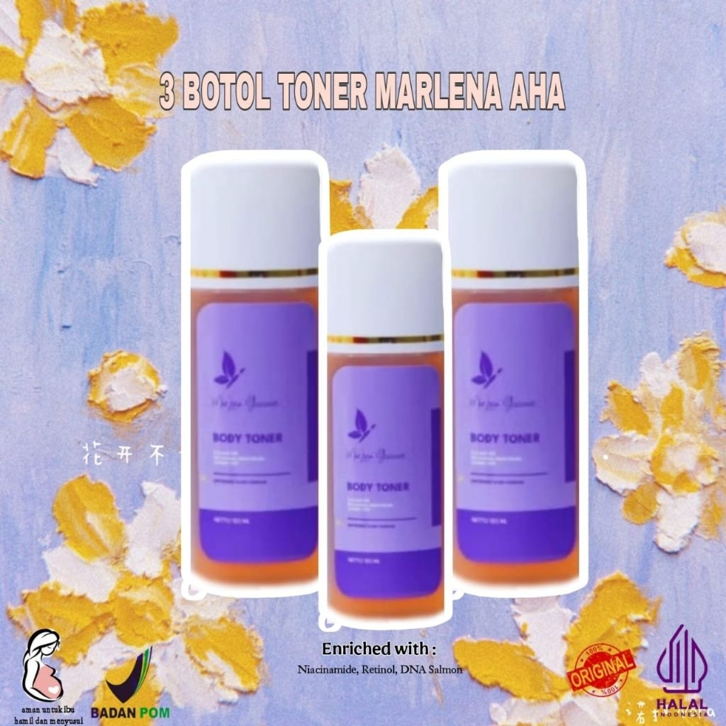 3 PCS) TONER MARLENA KELUPAS BADAN BPOM Mengangkat Sel Kulit Mati