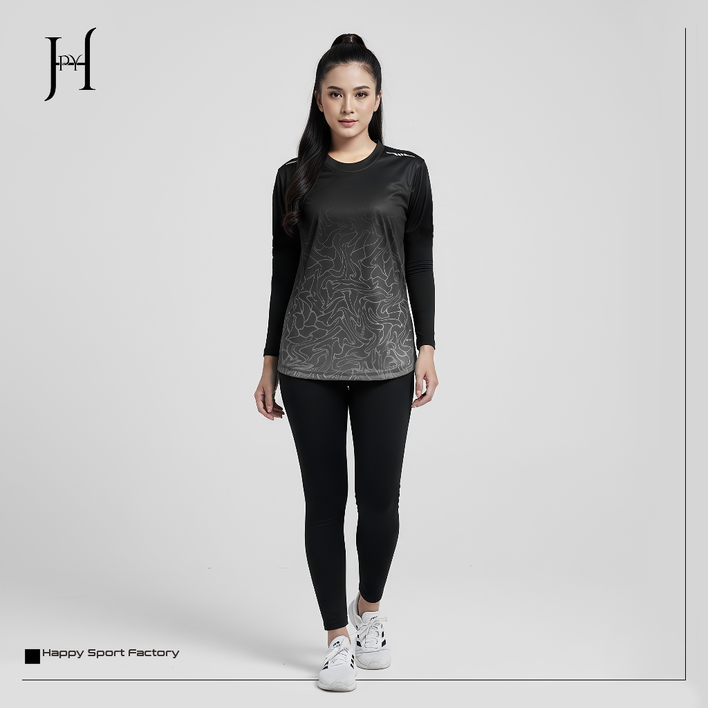 Baju Wanita Sport Baju Olahraga Jogging Tangan Panjang Olahraga Sport Running Jersey Olahraga Gradas