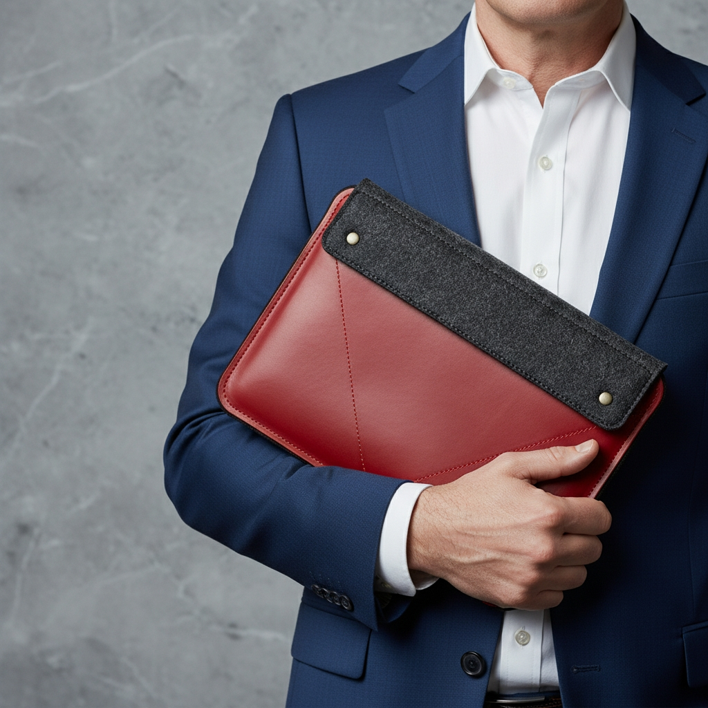 Laptop Case UNISEX CUSTOM / Wool Blend Felt + Faux Leather / Essential Pack (HAZEL)