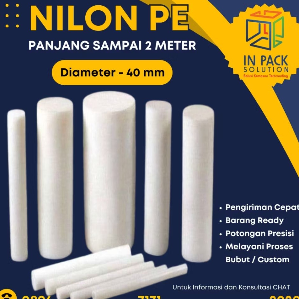 (Nilon PE 40 mm) Jual Nylon rod Pe Nilon batangan 4 cm, Nylon As Potongan, As Nilon