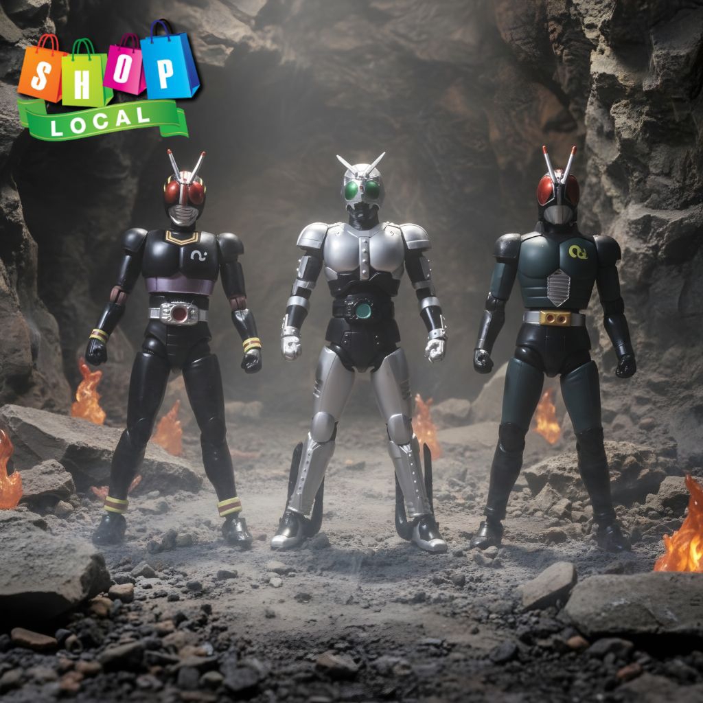 Figure Bandai Shodo O Shadow Moon With Sword dan Shodo XX Kamen Rider Black Black RX Segel Plastik T