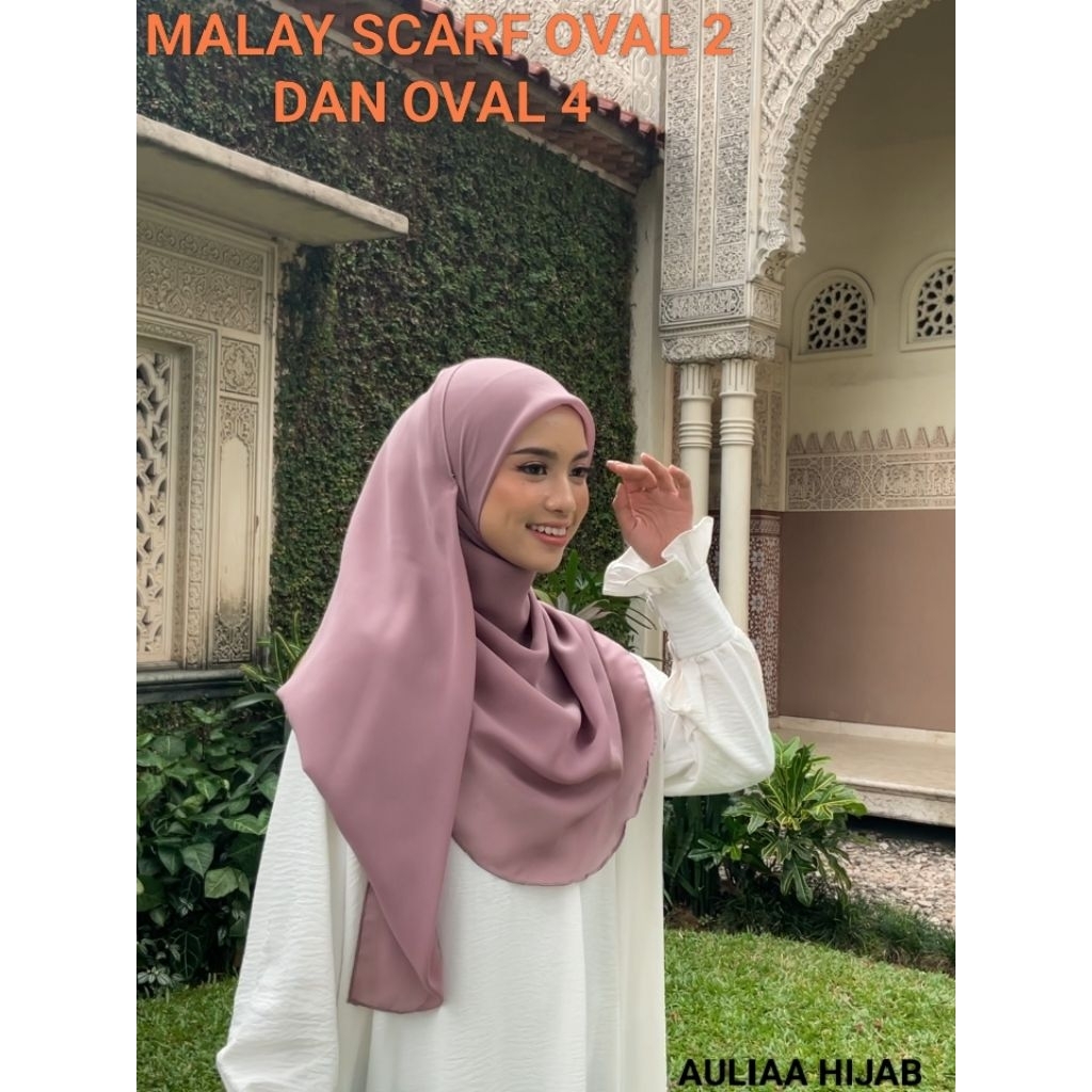 Auliaa Hijab - Malay Scarf Hijab Oval 2 dan Oval 4 Polycotton Premium Jahit Gulung Kecil Ukuran 130x