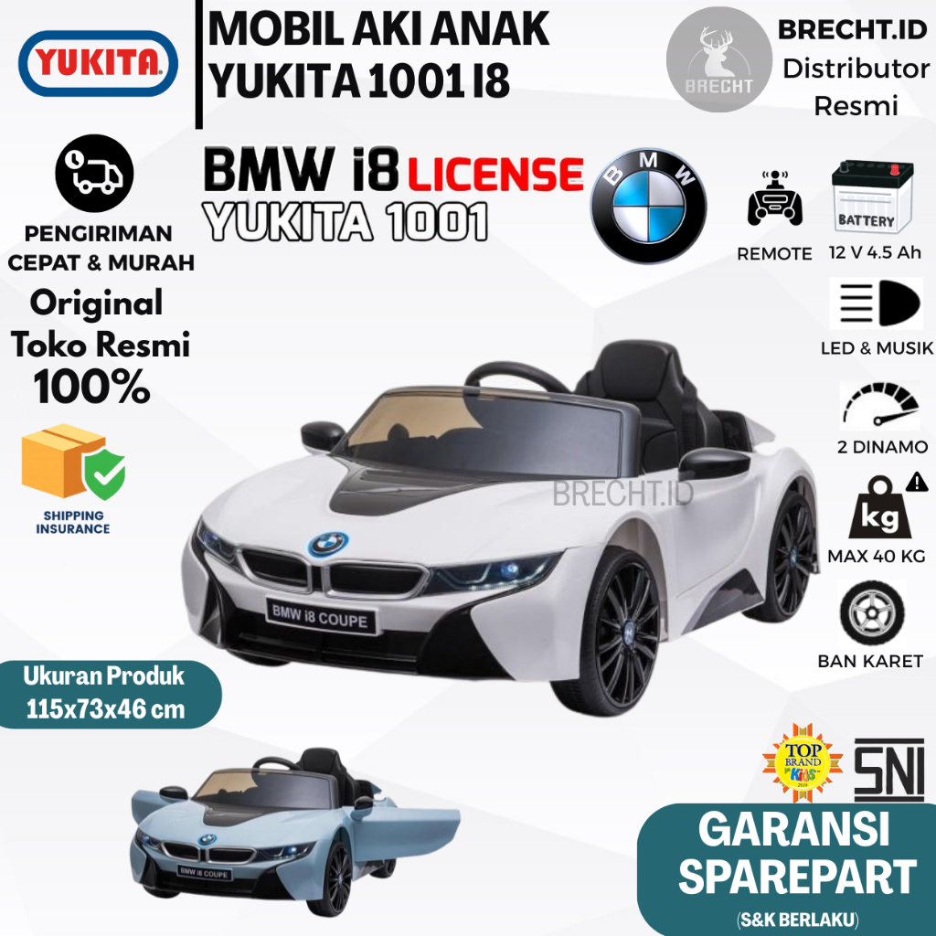 Mainan Anak Mobilan Aki Remote Control YUKITA I8 1001 BMW Lisensi YUKITA 1001