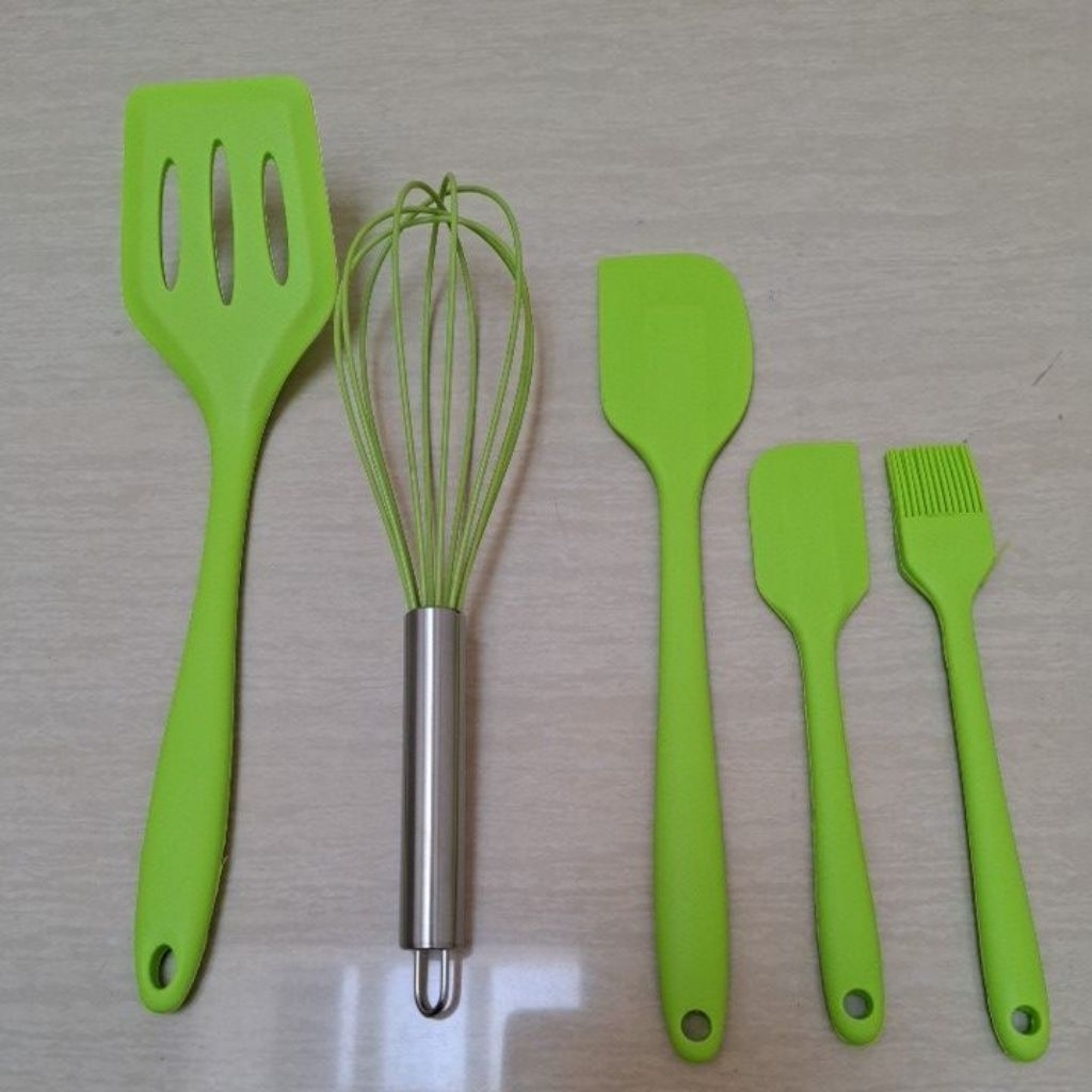 5 Piece Baking Props Hijau | Peralatan Masak Silicone Set | Peralatan Kue 5in1