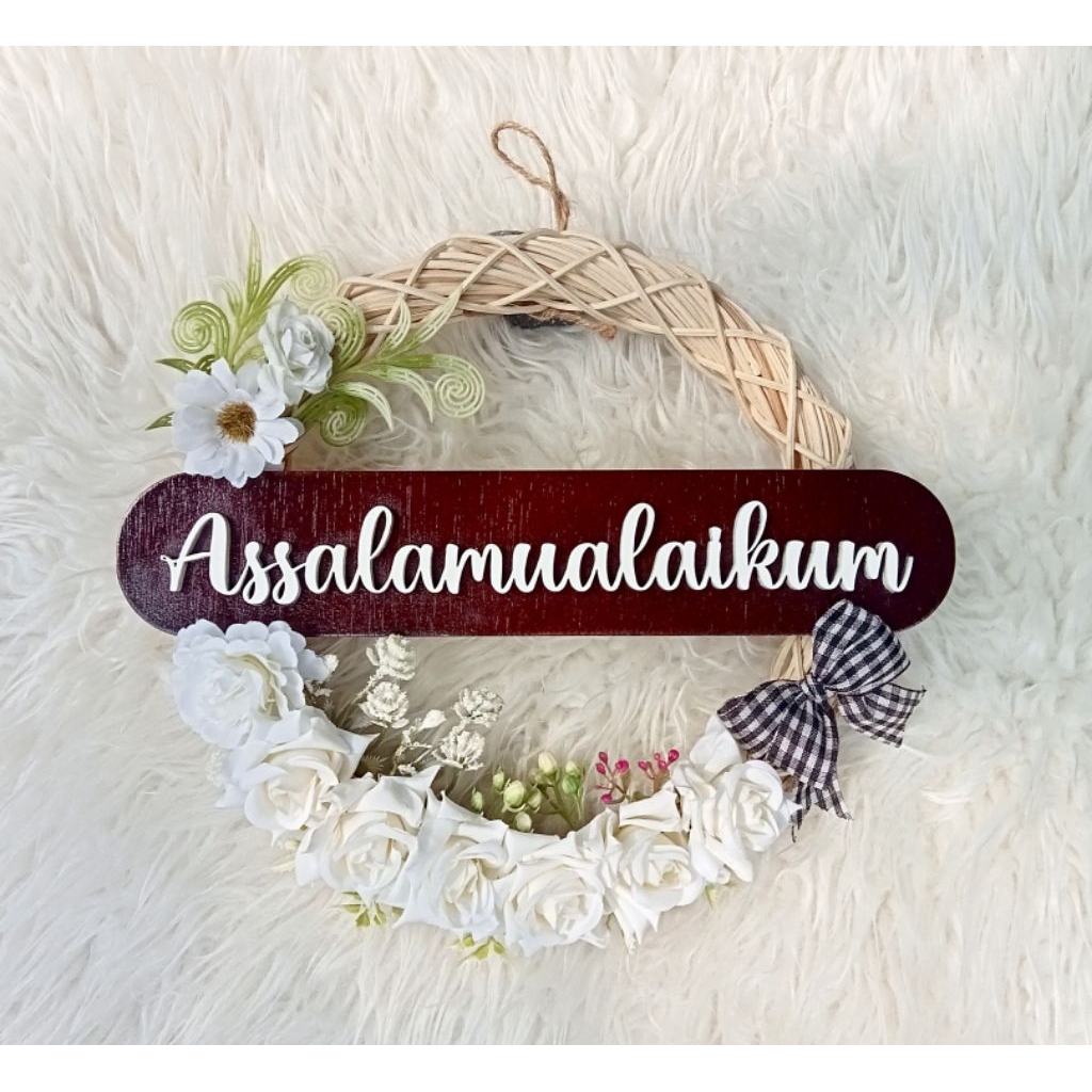 Wreath flower hiasan pintu estetik ring bunga gantungan pintu