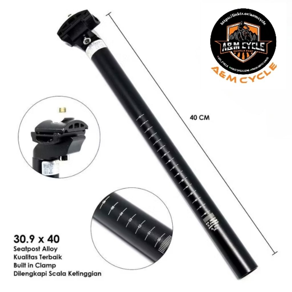 Seatpost sepeda MTB Seatpost Genio 30,9×400mm Alloy tiang sadel cagak sadel sepeda MTB