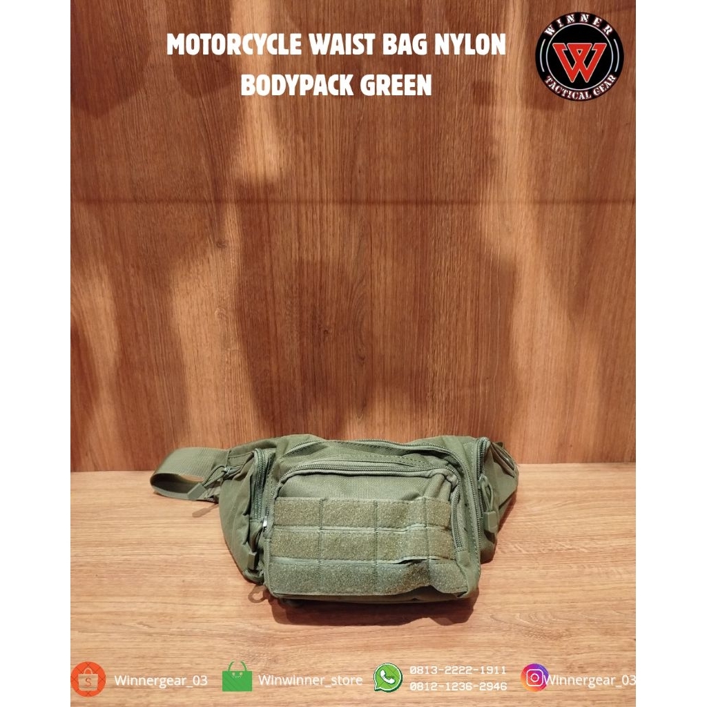 Tas motorcycle waist bag nylon bodypack green