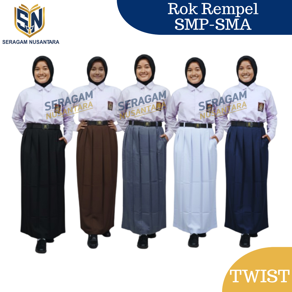 Seragam Nusantara Rok Panjang Rempel SMP SMA • Rok Sekolah & Kerja Bahan Twist