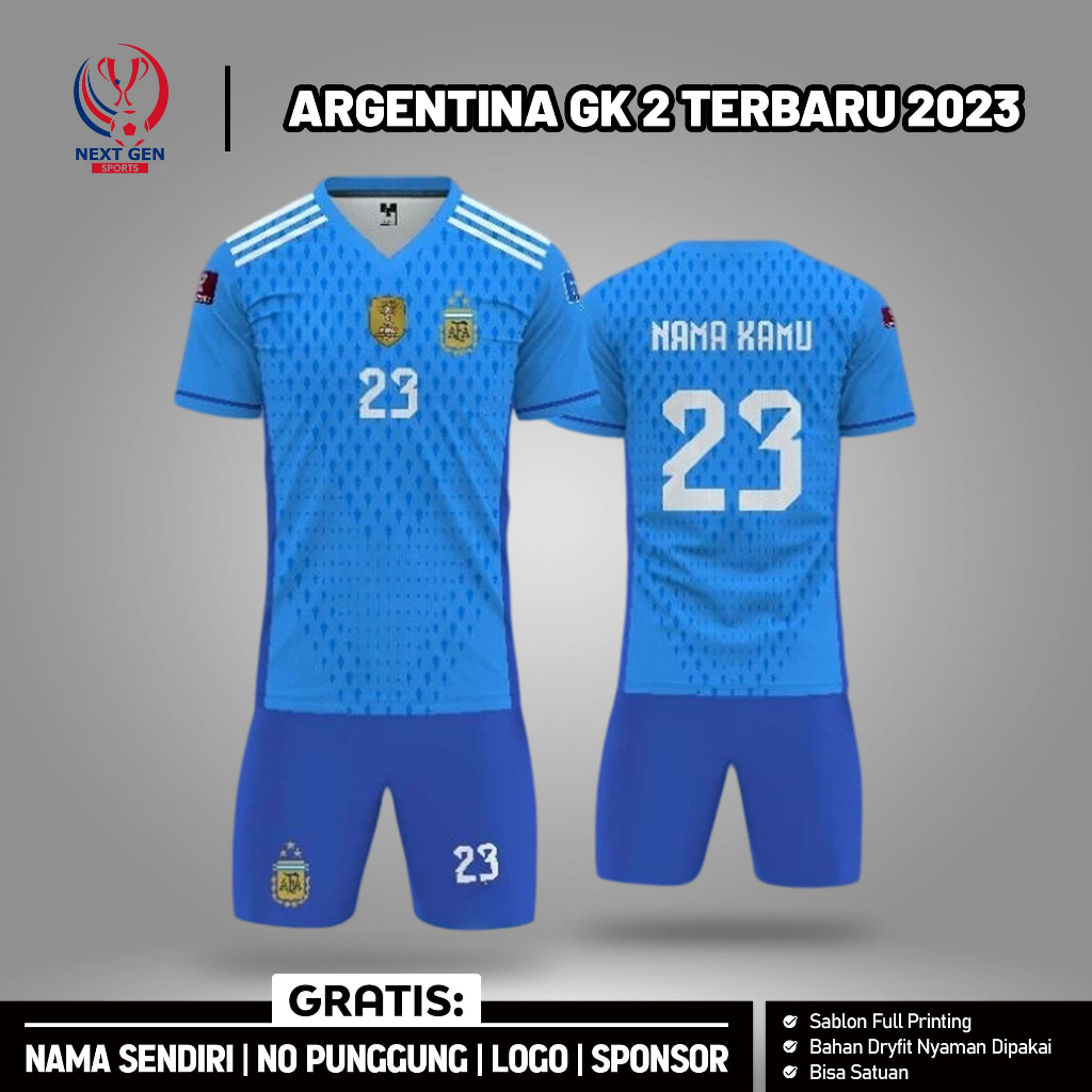 Baju Bola Jersey Argentina Kiper (2) 2023 [Gratis Nama dan No Punggung]