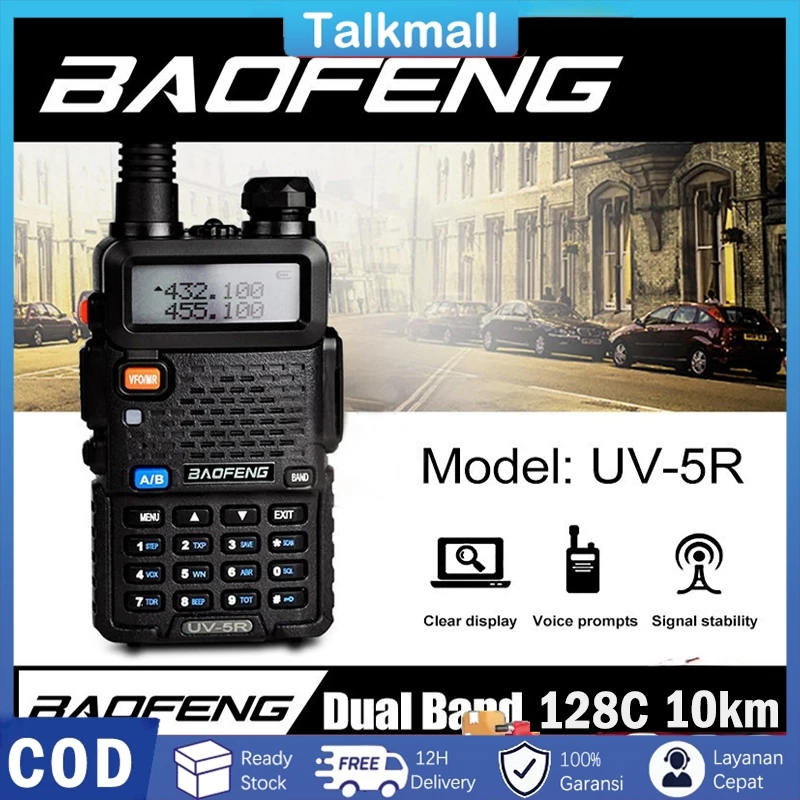 Original HT Baofeng UV5R Walkie Talkie Dual Band 5W 8W 128CH UHF+VHF - HT UV-5R /HT Jarak Jauh Jarak