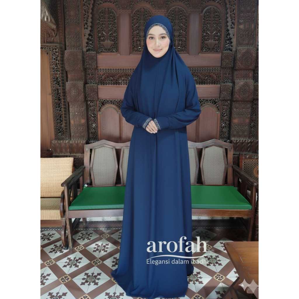 Jual Mukena Terusan Syar'i Arofah Series Hadramaut - Polos Premium Aksen Renda (Asli Kudus)