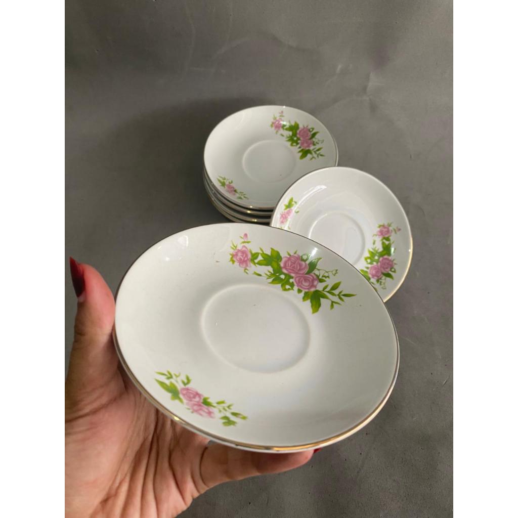 6/12 Pcs Lepek RRT Kopi Jadul - Lepek Keramik - Tatakan Cangkir Tatakan Gelas