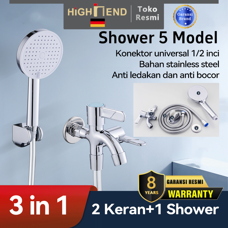 HighNend Kran Cabang Kran Shower Kran Kloset Anti Bocor Paket Komplit 1/2 in