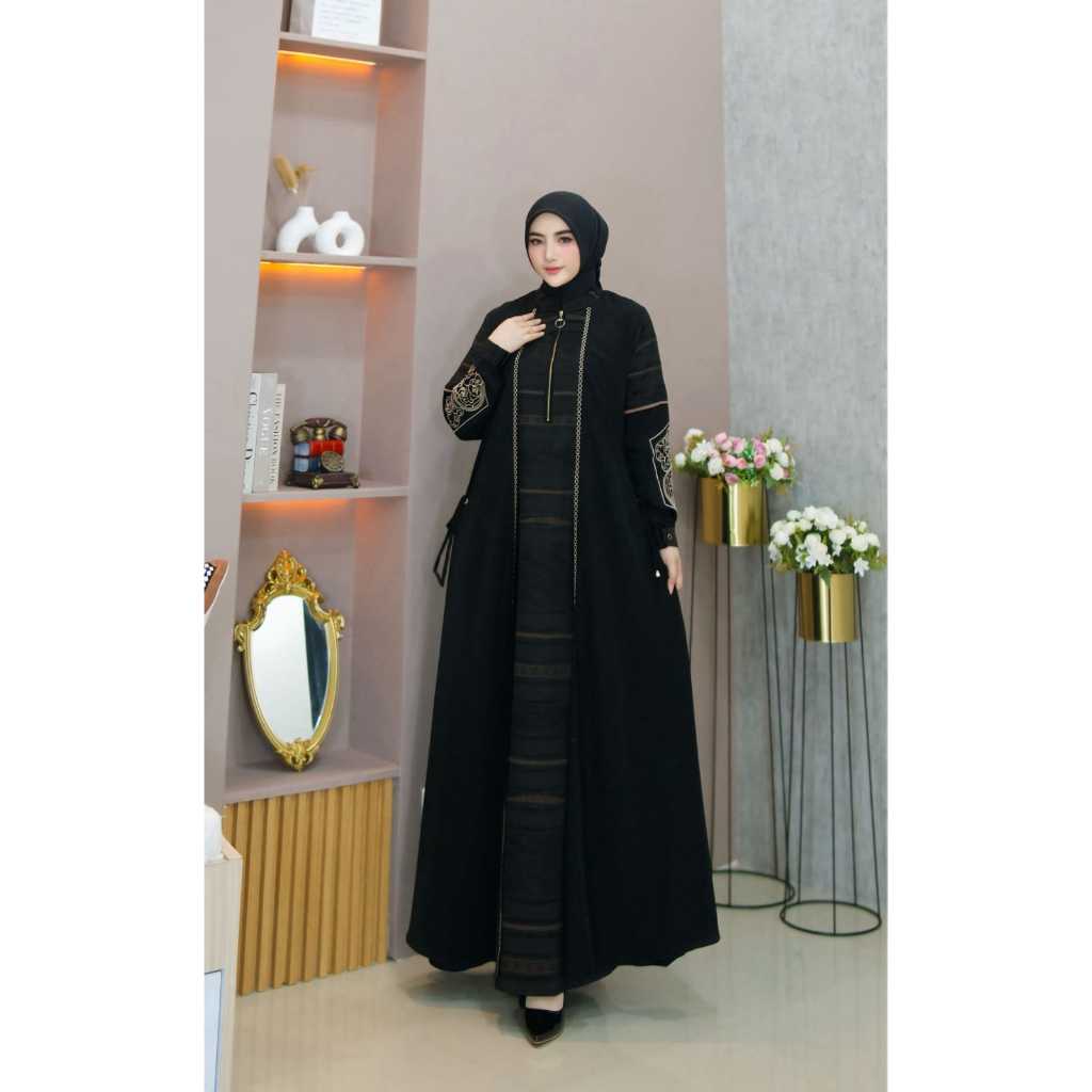 ABAYA ALYASMIN / GAMIS SYARI POLOS / DRESS HITAM PESTA / DRESS HITAM / ABAYA SYARI / GAMIS HITAM