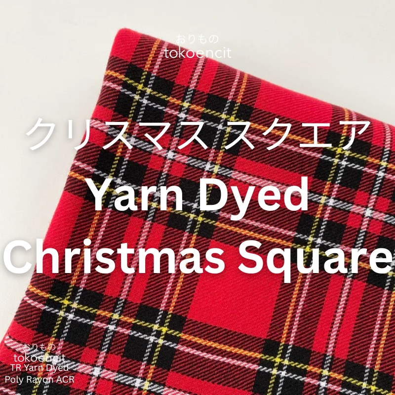 Tokoencit Poly Rayon Christmas Square per 0. 5 Meter Yarn Dyed Kain Natal TR Yarn Dyed