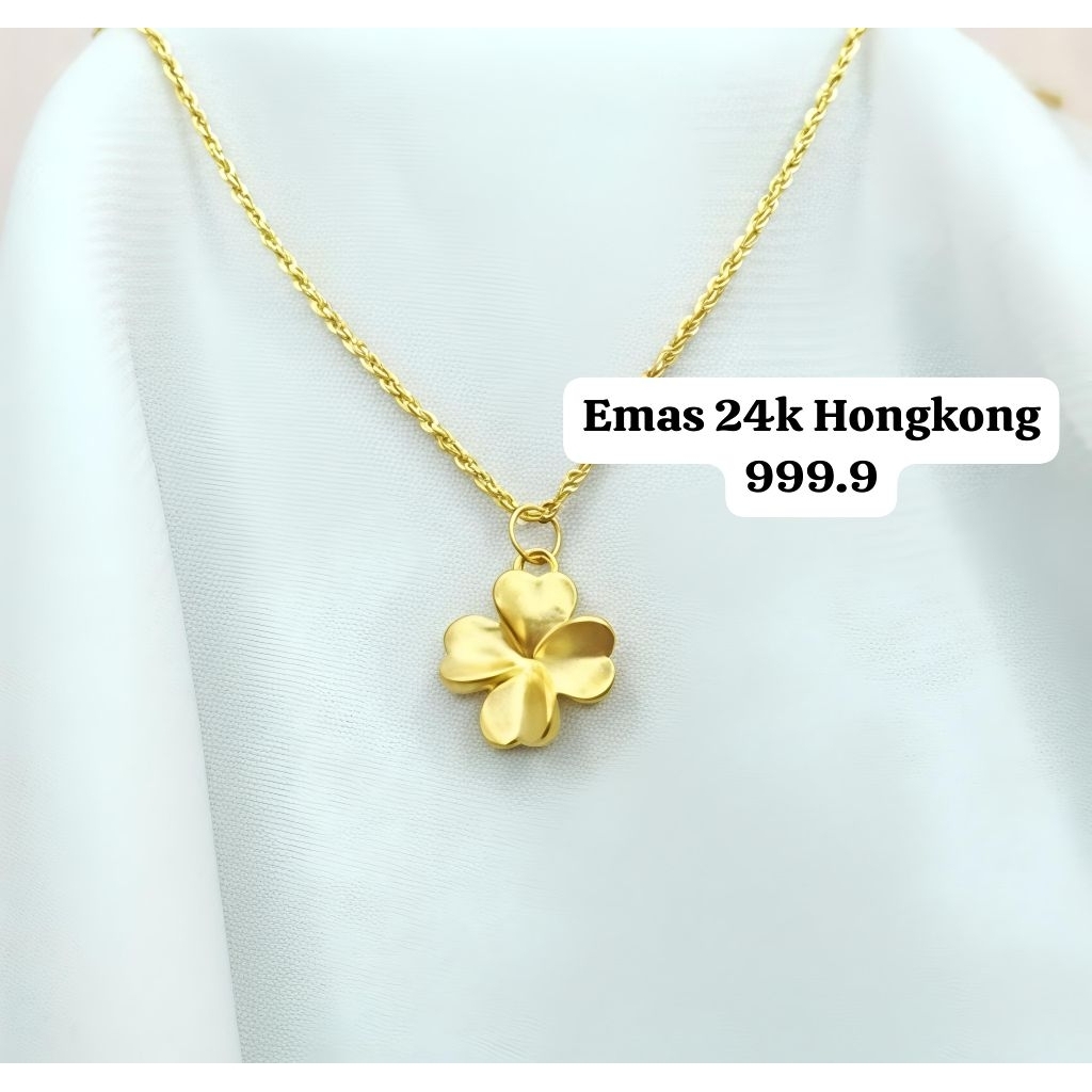 Liontin Bunga Emas Asli 24K Hongkong 999.9
