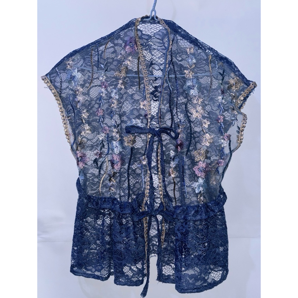 Vest Wanita | Vest Brukat Tali | Vest Abela | Denim