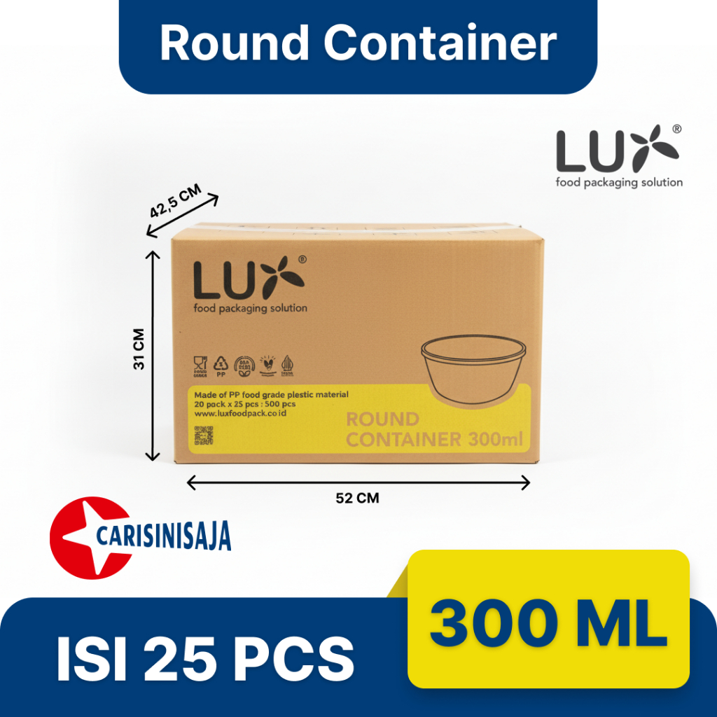 Dus Thinwall Mangkuk 300ml 500pcs Merk Lux Thinwall Round Container (Mangkuk) | Plastik Serba Guna