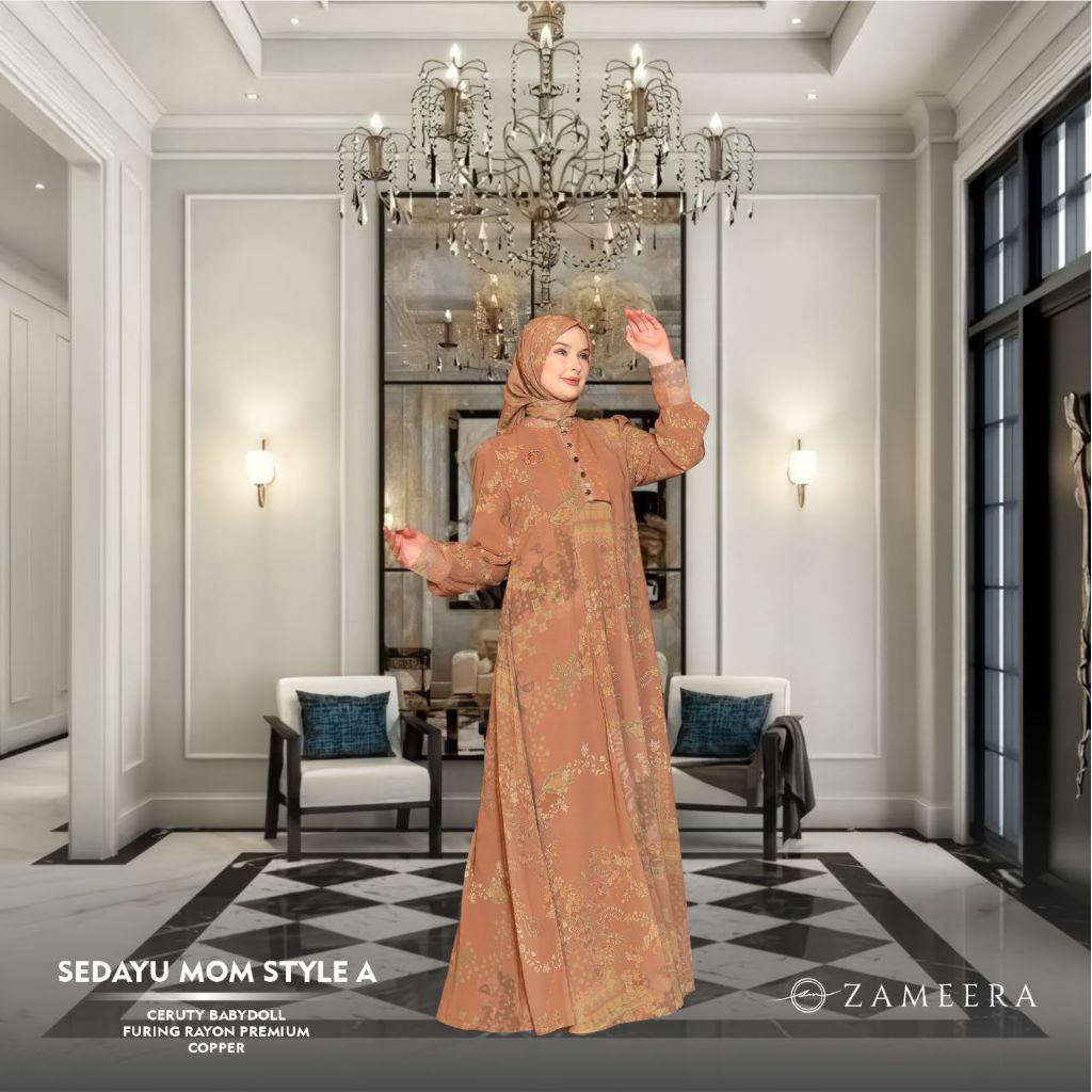 famset Zameera-Sedayu dress free scarf terbaru  gamis zameera