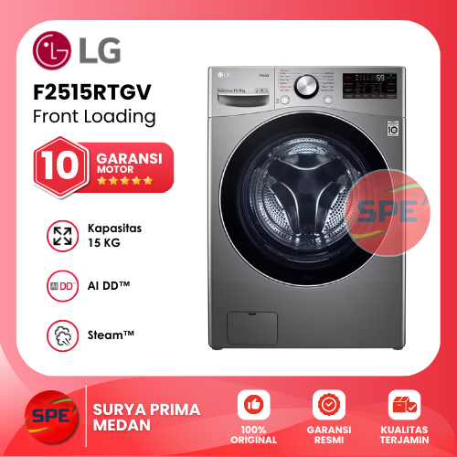 MESIN CUCI FRONT LOADING LG KAPASITAS 15 KG F2515RTGV GARANSI RESMI (MEDAN)