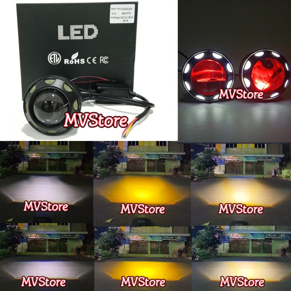 Lampu Tembak Sorot Led MYTH Cahaya Biled 2.5 Inch Ring Devil Bulat 3 Warna Waterproof Universal