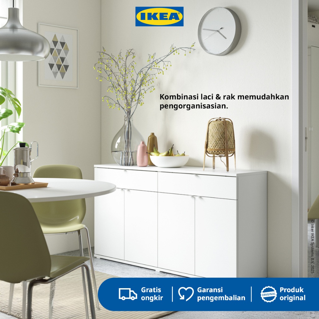 IKEA VIHALS Lemari Penyimpanan Minimalis Putih 140x37x75 cm