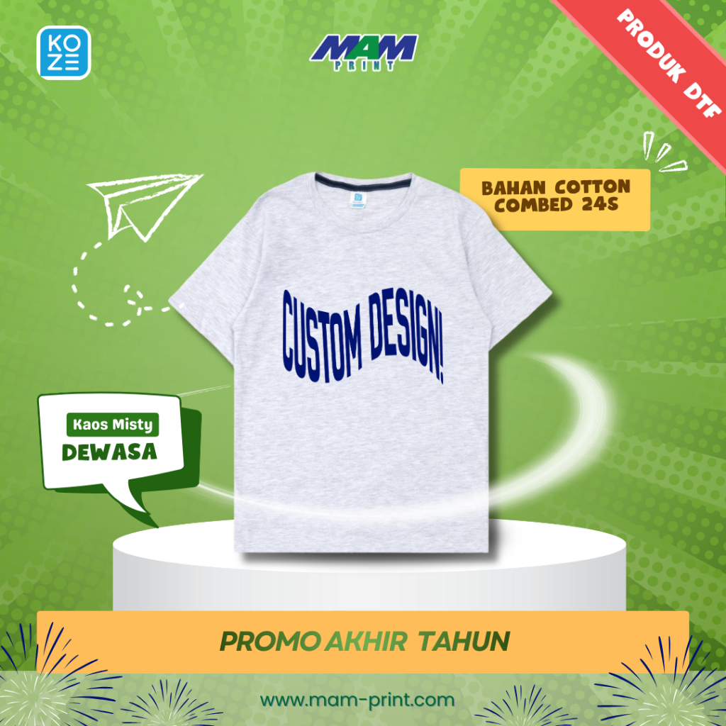 Kaos Misty Custom Sablon Satuan DTF | Cotton Combed 30s | Kaos Misty Sablon Bebas Desain Sendiri  | 