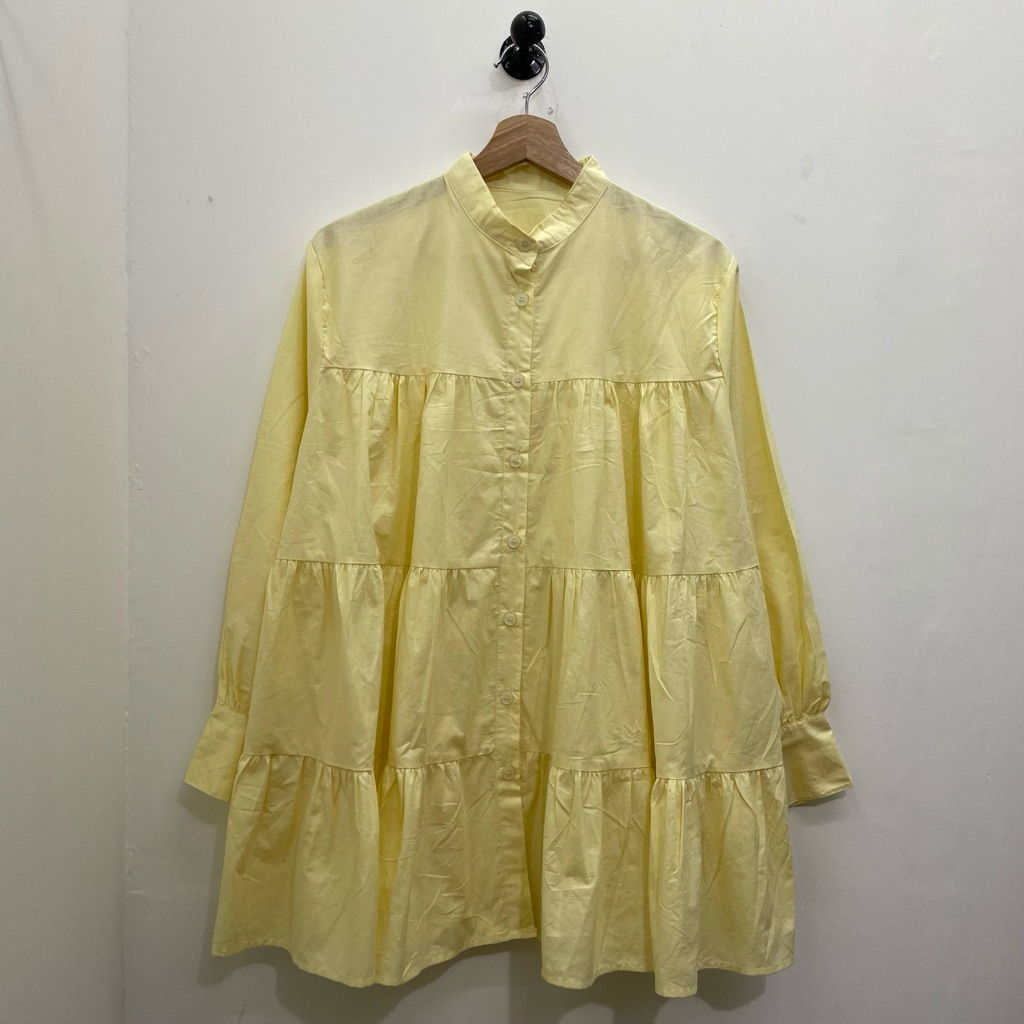 JS97 || Josei Linen Shirt || Shimmer Shirt || Kemeja Wanita Rempel Polos || Kemeja Kerah Shanghai